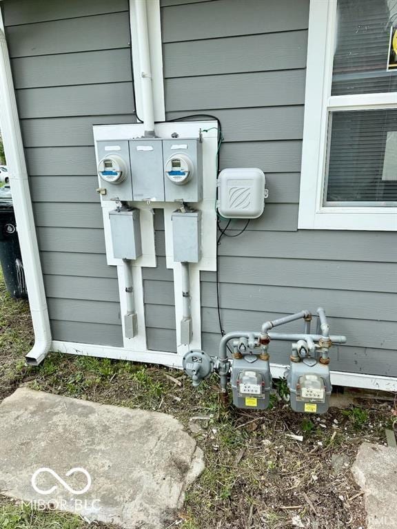 exterior details with electric meter and gas meter