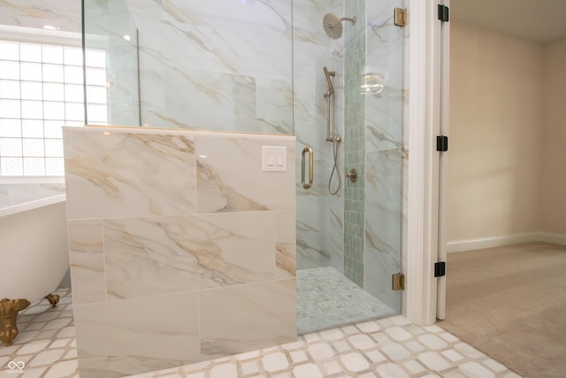 12520 E Stanley Rd, Selma, IN 47383 - full bath with a marble finish shower and a soaking tub