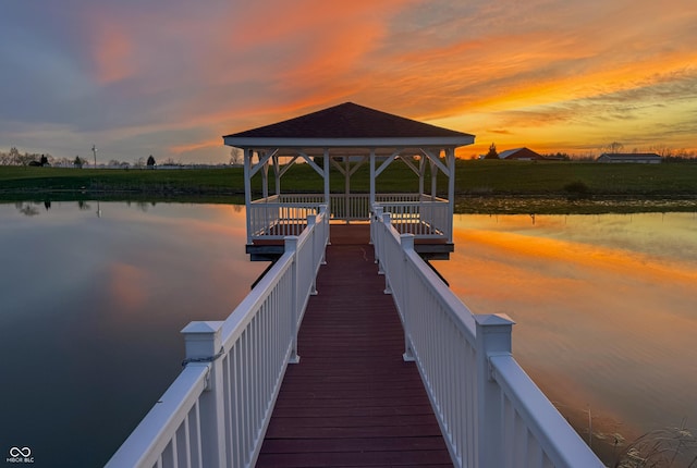 12520 E Stanley Rd, Selma, IN 47383 - view of dock featuring a water view and a gazebo