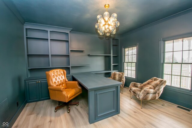 12520 E Stanley Rd, Selma, IN 47383 - sitting room featuring a chandelier, visible vents, and light wood-style flooring