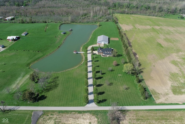 12520 E Stanley Rd, Selma, IN 47383 - drone / aerial view featuring a water view and a rural view