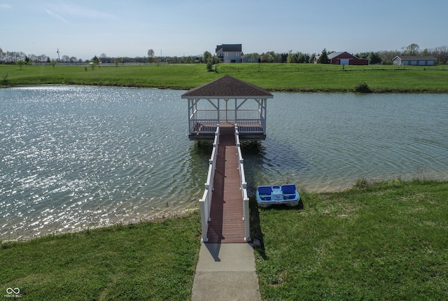 12520 E Stanley Rd, Selma, IN 47383 - dock area with a gazebo, a water view, and a yard
