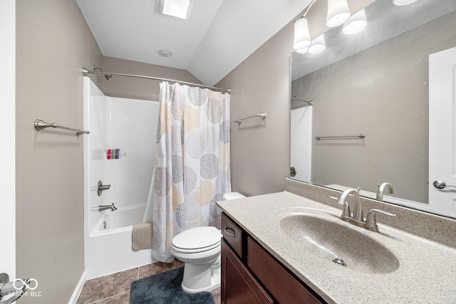 5136 Centerview Dr, Battle Ground, IN 47920 - bathroom featuring toilet, tile patterned flooring, shower / bath combo, and vanity