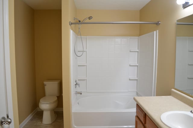 5708 Outer Bank Rd, Indianapolis, IN 46239 - bathroom featuring vanity, bathing tub / shower combination, and tile patterned flooring