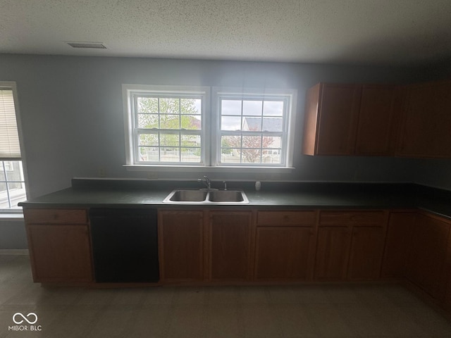 317 Legacy Blvd, Greenwood, IN 46143 - kitchen with a textured ceiling, visible vents, a sink, and dishwasher