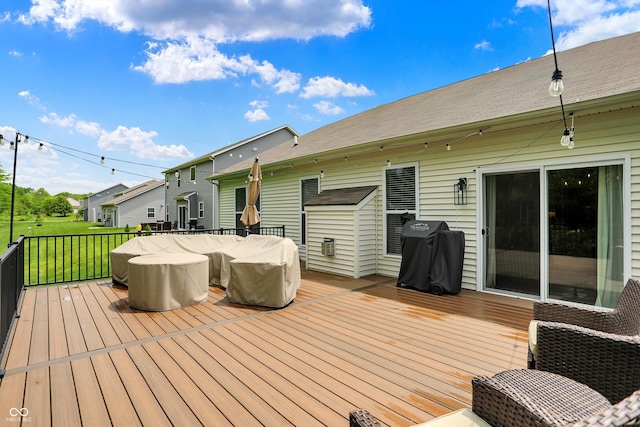 5580 Pintail Ln, Greenwood, IN 46143 - wooden deck featuring area for grilling