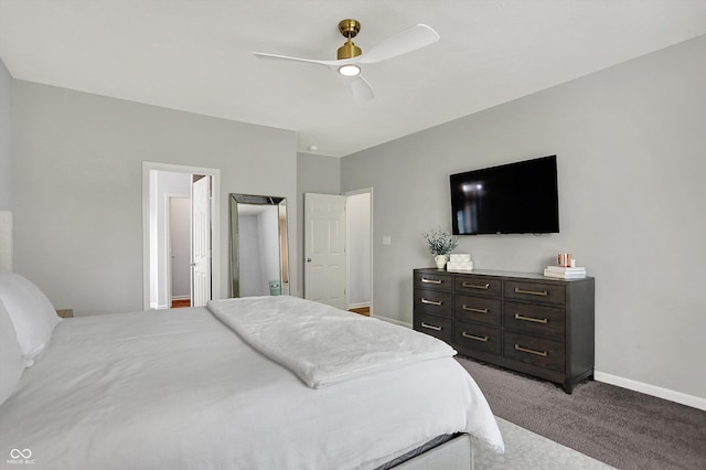 5580 Pintail Ln, Greenwood, IN 46143 - bedroom with light colored carpet, baseboards, and a ceiling fan