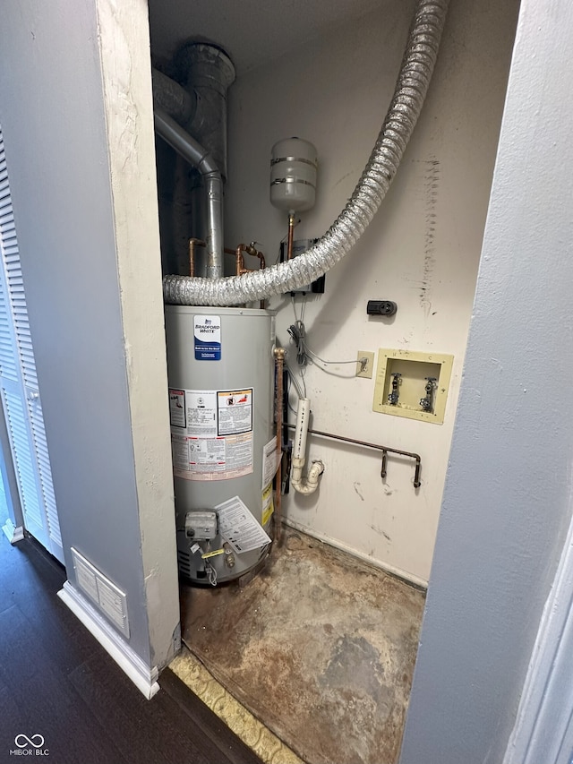 utilities with visible vents and water heater