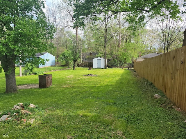 2855 Walker Ave, Indianapolis, IN 46203 - view of yard with a fenced backyard, a storage unit, and an outdoor structure