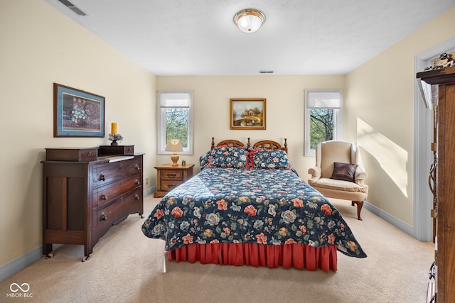 6821 Ripple Creek Dr, Lafayette, IN 47905 - bedroom with baseboards, multiple windows, and light carpet