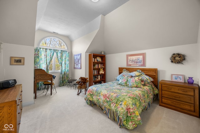 6821 Ripple Creek Dr, Lafayette, IN 47905 - bedroom with vaulted ceiling and light colored carpet