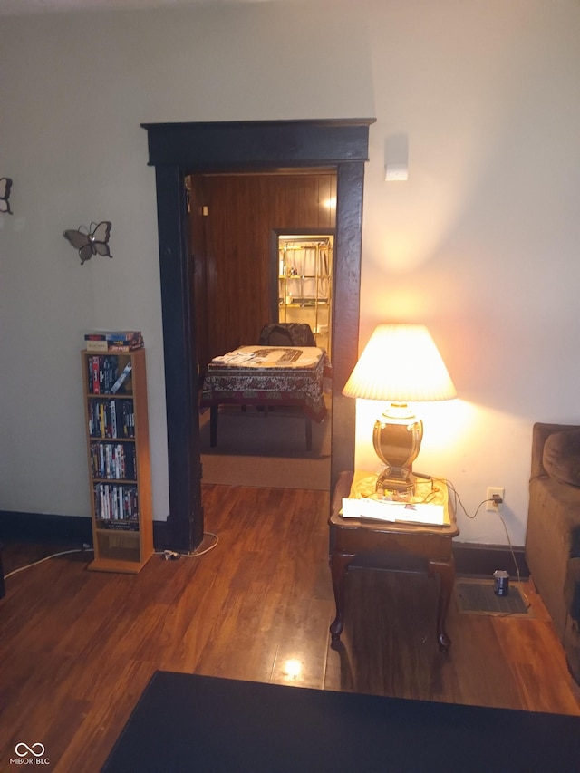 corridor with wood finished floors