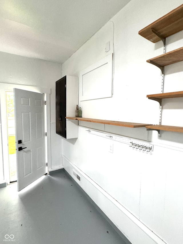 interior space with finished concrete floors