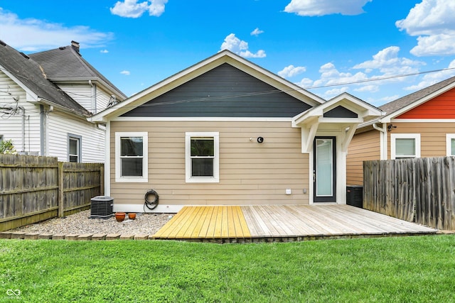 829 Olive St, Indianapolis, IN 46203 - rear view of house with a deck and central air condition unit