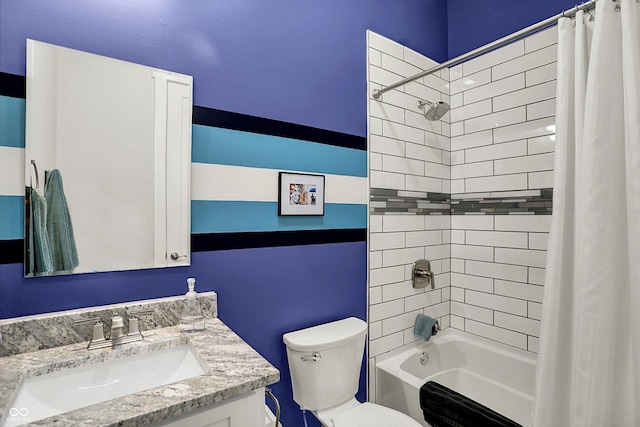 829 Olive St, Indianapolis, IN 46203 - full bathroom with shower / tub combo with curtain, toilet, and vanity