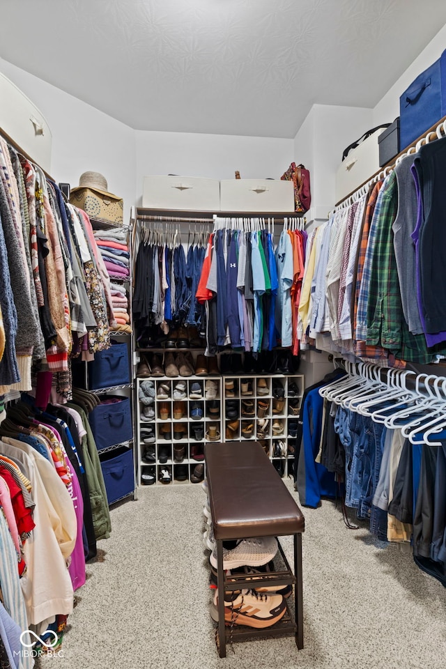 spacious closet with carpet floors