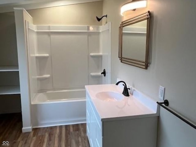 223 E Fordice St, Lebanon, IN 46052 - bathroom with shower / bathtub combination, vanity, and wood finished floors