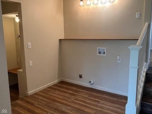 223 E Fordice St, Lebanon, IN 46052 - clothes washing area featuring baseboards, hookup for a washing machine, laundry area, and wood finished floors