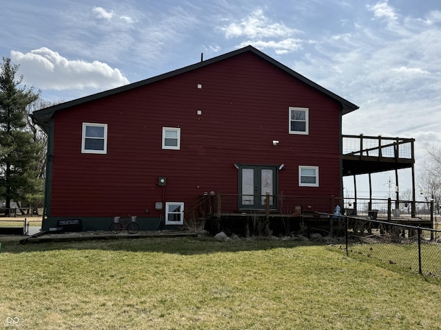 7140 N Michigan Rd, Fairland, IN 46126 - rear view of property with french doors and a wooden deck