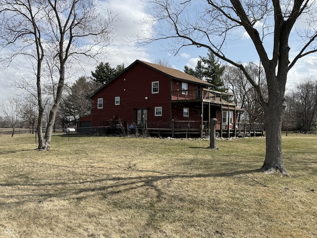 7140 N Michigan Rd, Fairland, IN 46126 - view of side of property featuring a deck and a yard