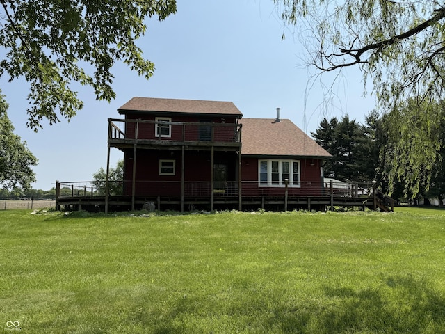 7140 N Michigan Rd, Fairland, IN 46126 - back of house with a yard and a wooden deck