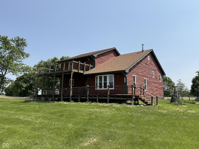 7140 N Michigan Rd, Fairland, IN 46126 - rear view of property with a yard and a shingled roof