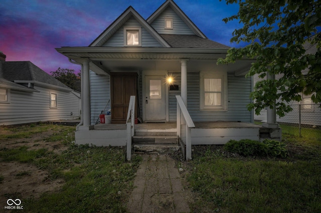 view of front facade featuring covered porch