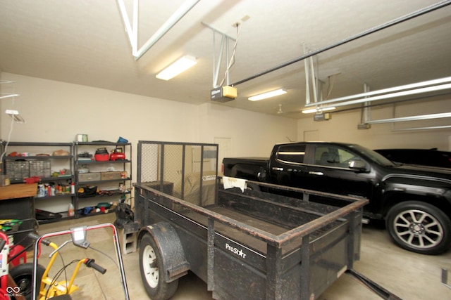 garage with a garage door opener
