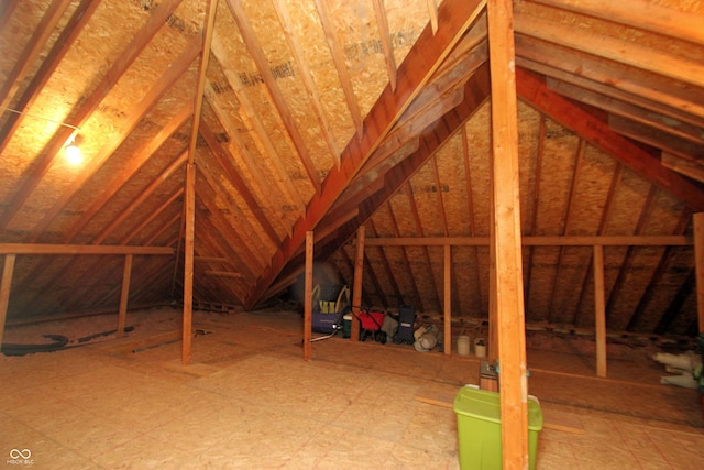 view of unfinished attic