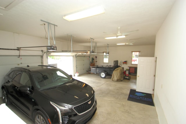 garage with a garage door opener