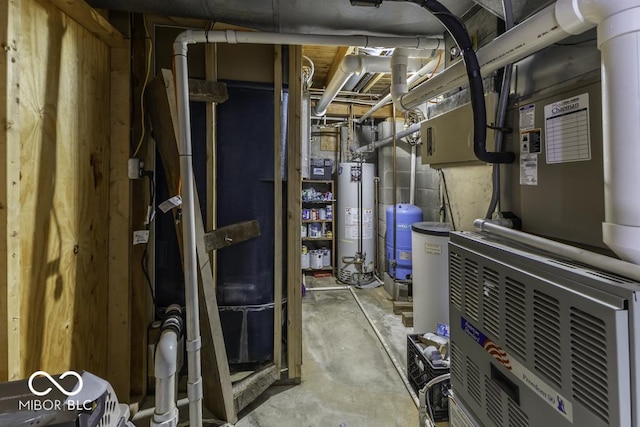utility room with gas water heater