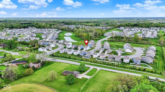 drone / aerial view with a residential view
