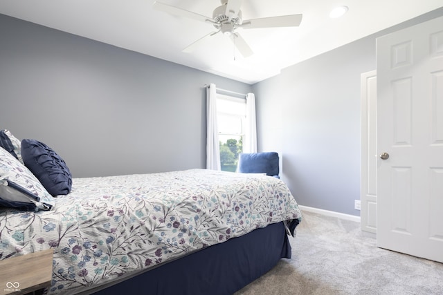 3829 Waycross Dr, Columbus, IN 47203 - carpeted bedroom featuring baseboards, a ceiling fan, and recessed lighting
