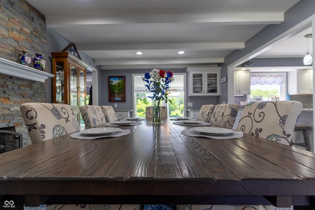3829 Waycross Dr, Columbus, IN 47203 - dining room featuring beamed ceiling