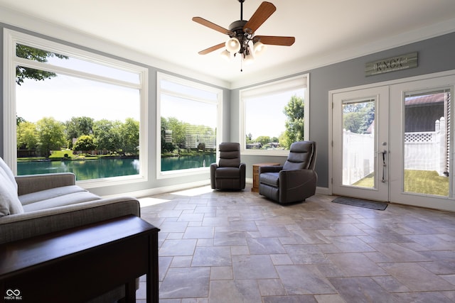 3829 Waycross Dr, Columbus, IN 47203 - sunroom / solarium with french doors and a water view