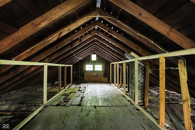 view of unfinished attic