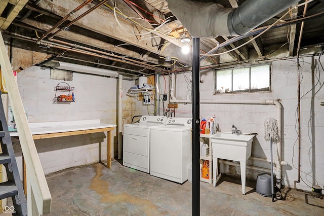 basement with independent washer and dryer