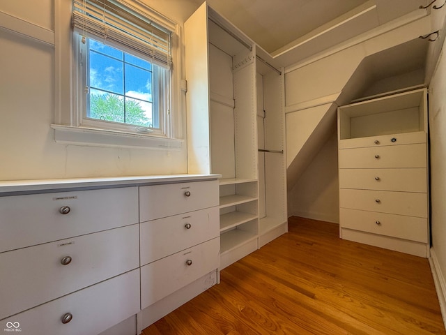 spacious closet with light wood-style flooring