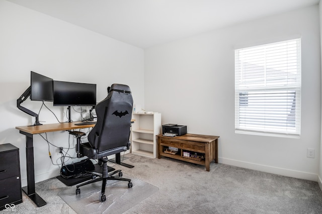 office area with baseboards and carpet flooring