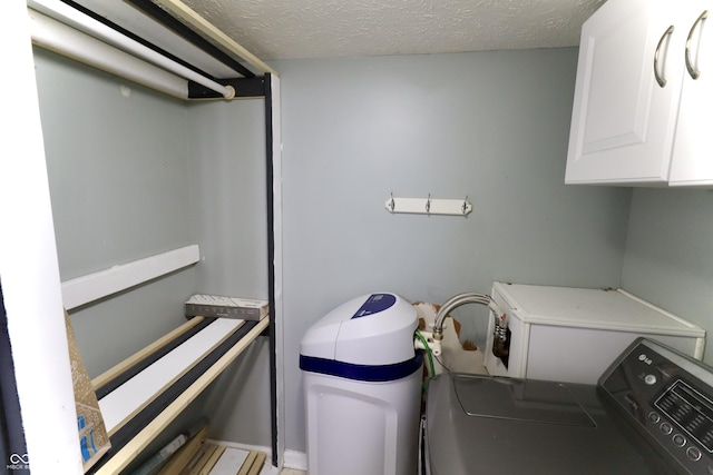 clothes washing area with cabinet space and washer / clothes dryer