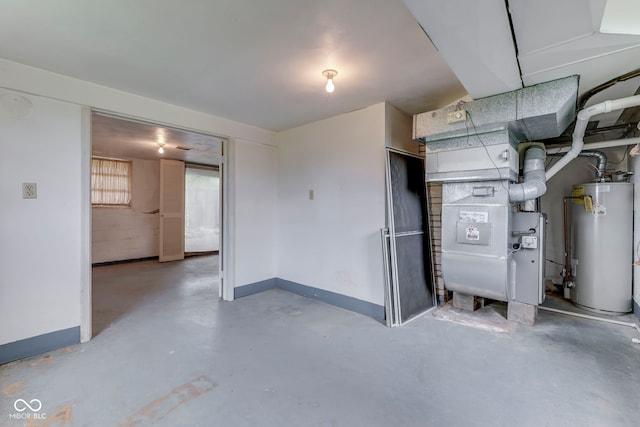 8903 Maple Hill Dr, Indianapolis, IN 46239 - basement with water heater, baseboards, and heating unit