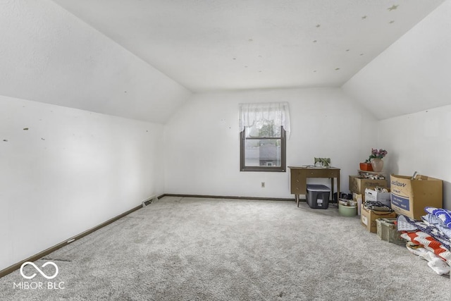 3134 W Hickory Woods Dr, Greenfield, IN 46140 - additional living space featuring carpet floors, vaulted ceiling, and baseboards