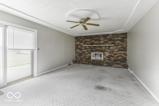 3134 W Hickory Woods Dr, Greenfield, IN 46140 - unfurnished living room featuring carpet, a ceiling fan, and baseboards