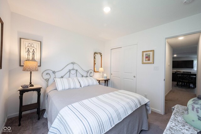 509 Tulip Tree Dr, Lapel, IN 46051 - bedroom with carpet floors, a closet, baseboards, and recessed lighting