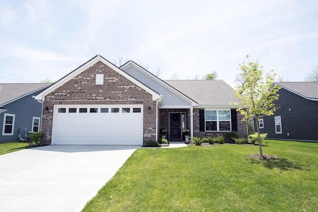 509 Tulip Tree Dr, Lapel, IN 46051 - ranch-style house featuring brick siding, an attached garage, concrete driveway, and a front yard