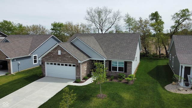 509 Tulip Tree Dr, Lapel, IN 46051 - view of front of home featuring brick siding, a garage, concrete driveway, and a front yard