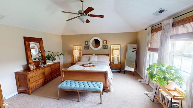 18247 Kinder Oak Dr, Noblesville, IN 46062 - bedroom featuring lofted ceiling, light carpet, baseboards, and a ceiling fan