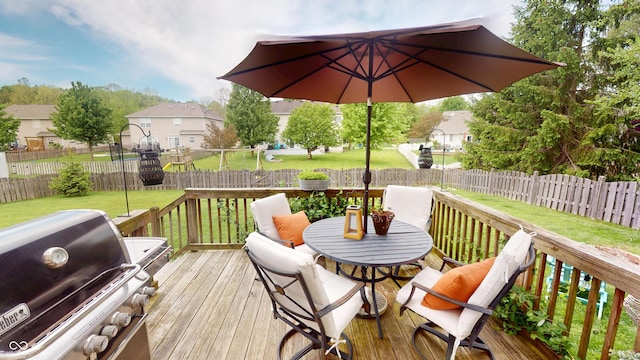 18247 Kinder Oak Dr, Noblesville, IN 46062 - wooden deck featuring a grill and a residential view