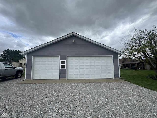 view of detached garage
