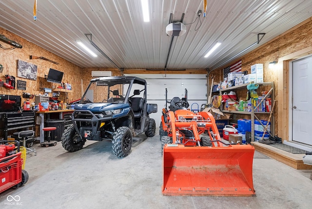 garage with a garage door opener